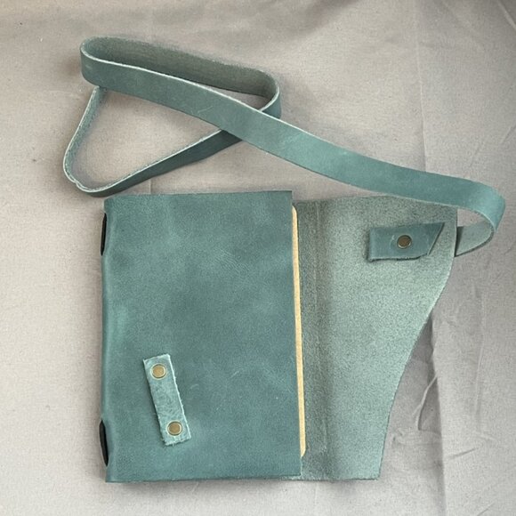 Portland Leather, Crossbody Tote, Beluga/White, w/Journal & Tassel Bag Charm - Picture 9 of 15